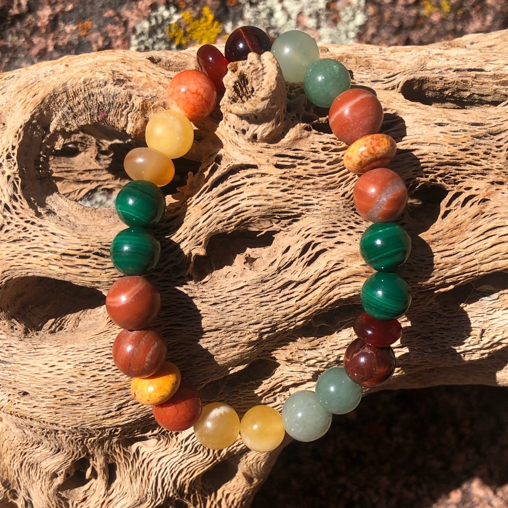 Handmade 8mm Arizona Desert Gemstone Bracelet - 528 Hz Tunes